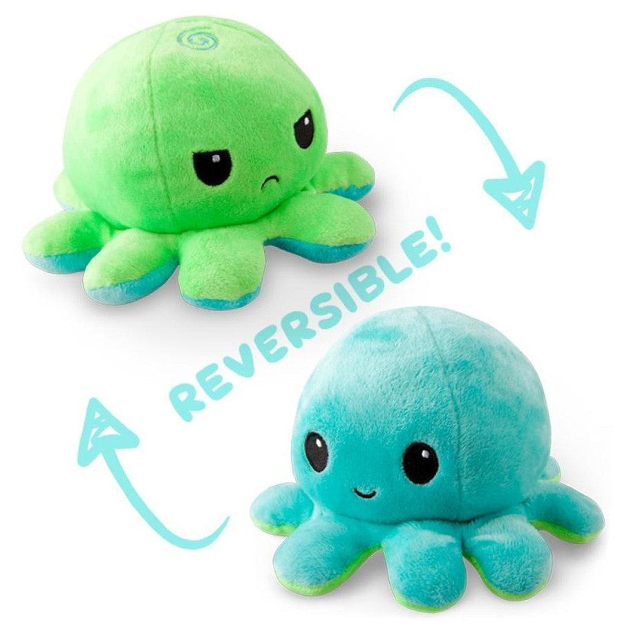 Tee Turtle Reversible Octopus Mini Peluche: Vert & Aqua