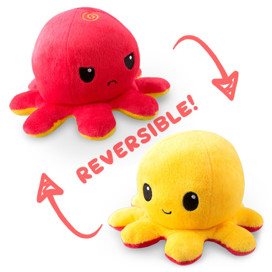 Tee Turtle Reversible Octopus Mini Plush: Red & Yellow