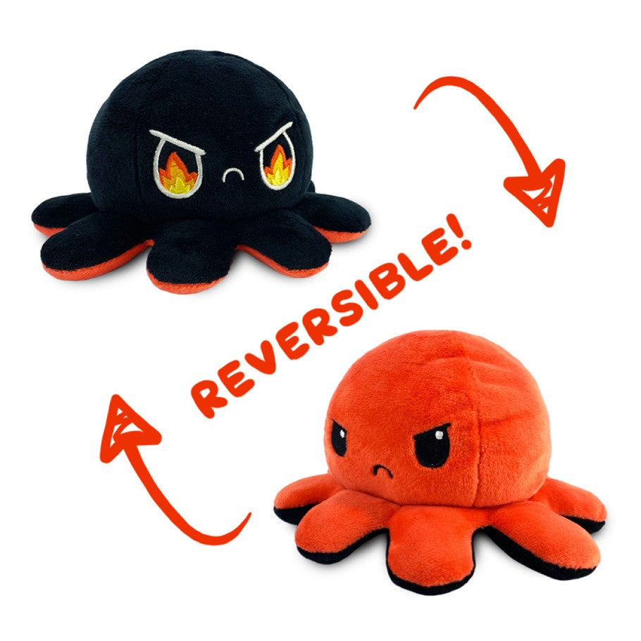 Tee Turtle Reversible Octopus Mini Plush: Red & Rage Black